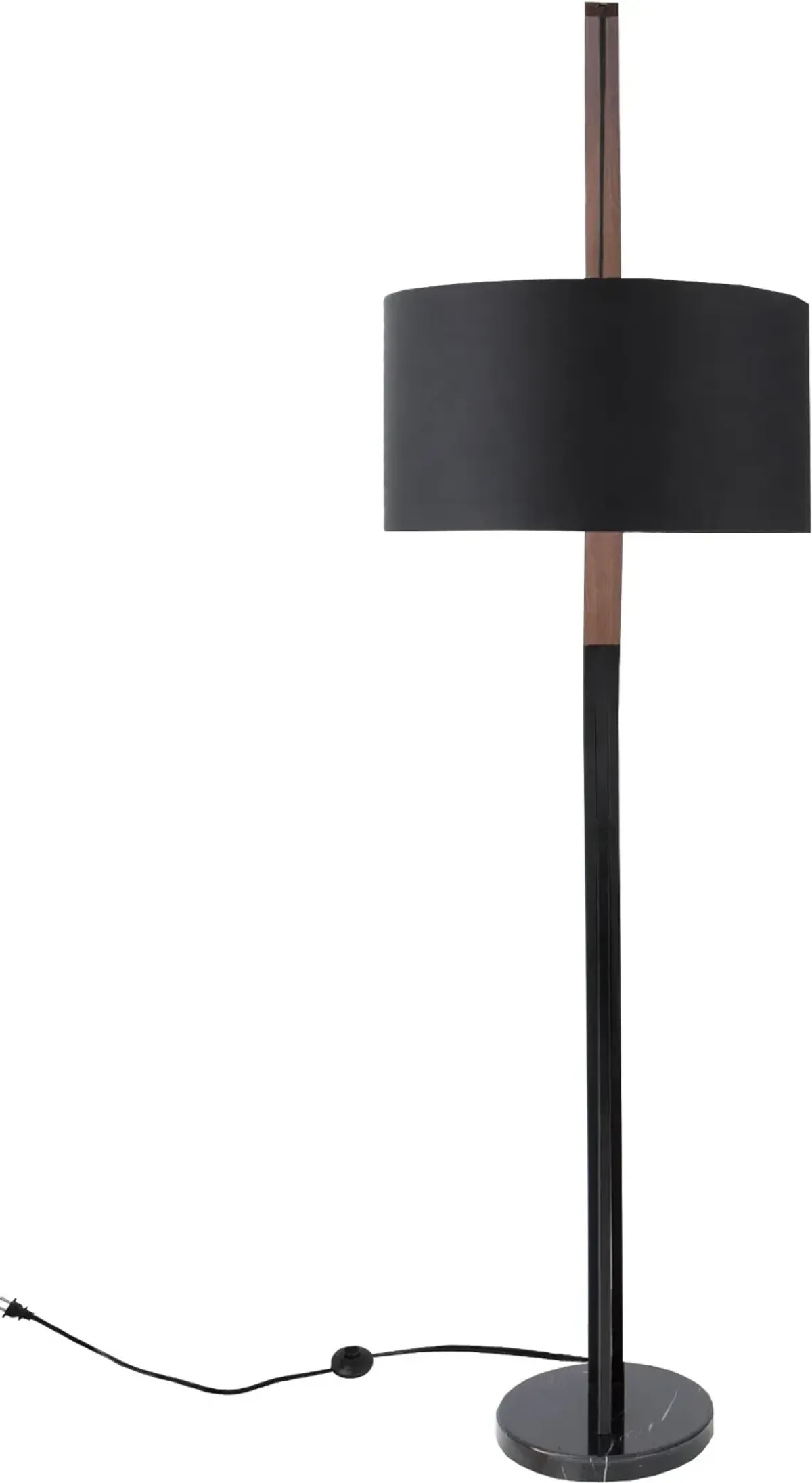 Noah Mid Century Modern Walnut Wood Floor Lamp with Marble Base