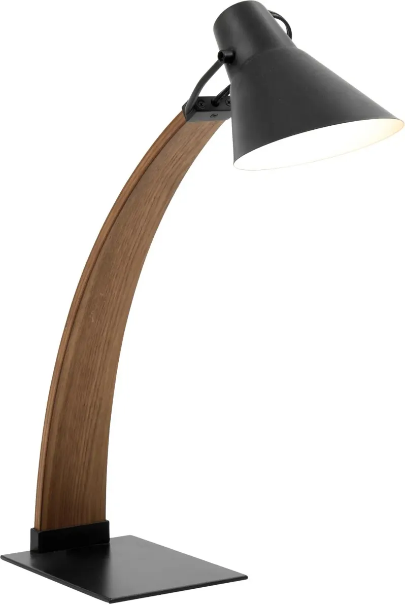 Mid Century Modern Walnut and Black Table Lamp