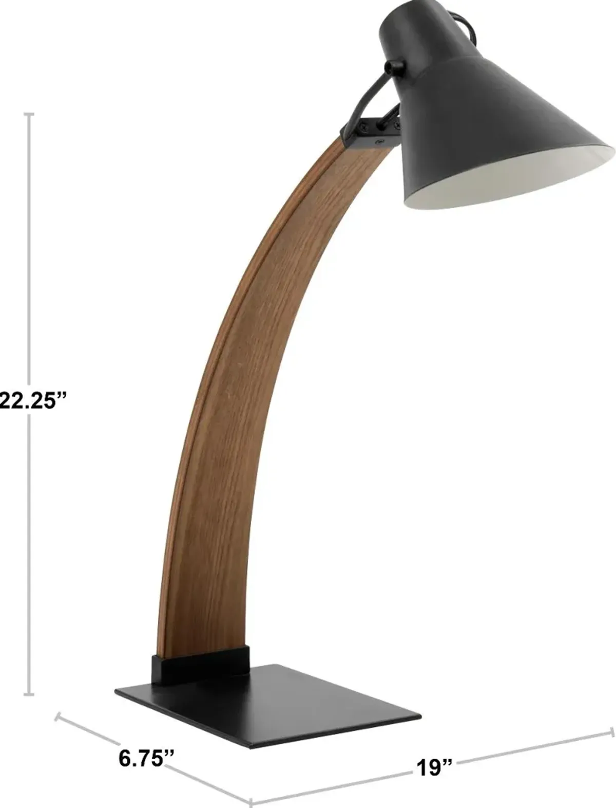 Mid Century Modern Walnut and Black Table Lamp