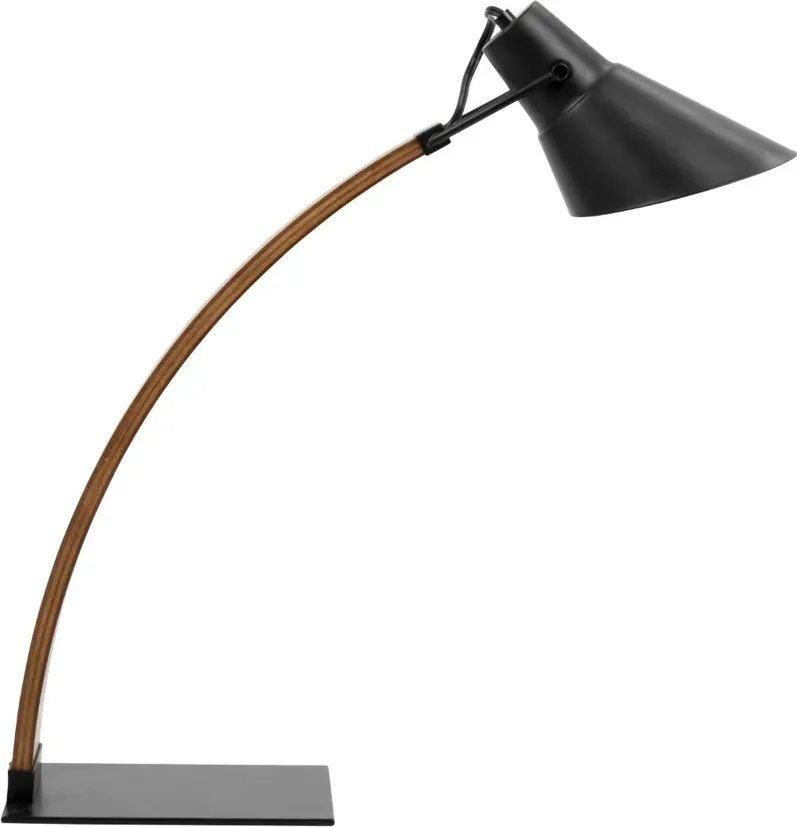 Mid Century Modern Walnut and Black Table Lamp