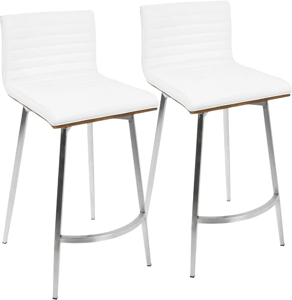 Contemporary White Swivel Counter Height Stool (Set of 2) - Mason