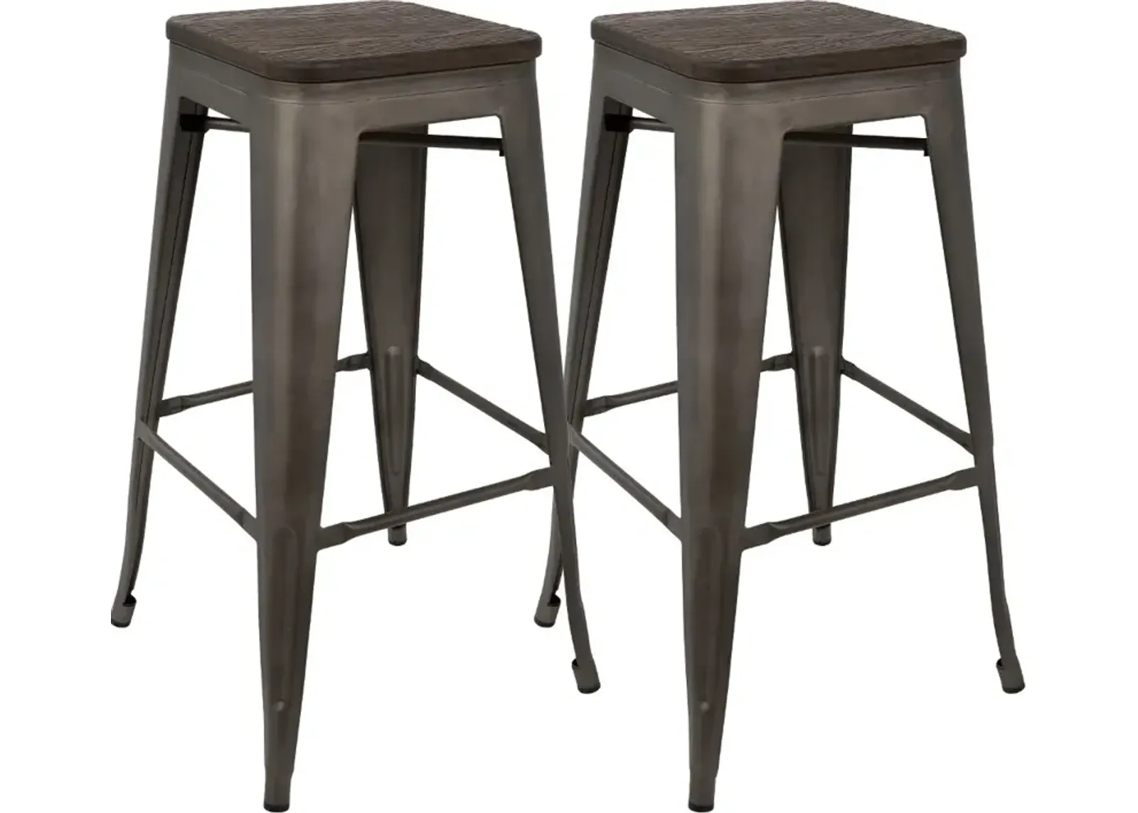 Oregon Espresso Metal Stackable Bar Stool, Set of 2