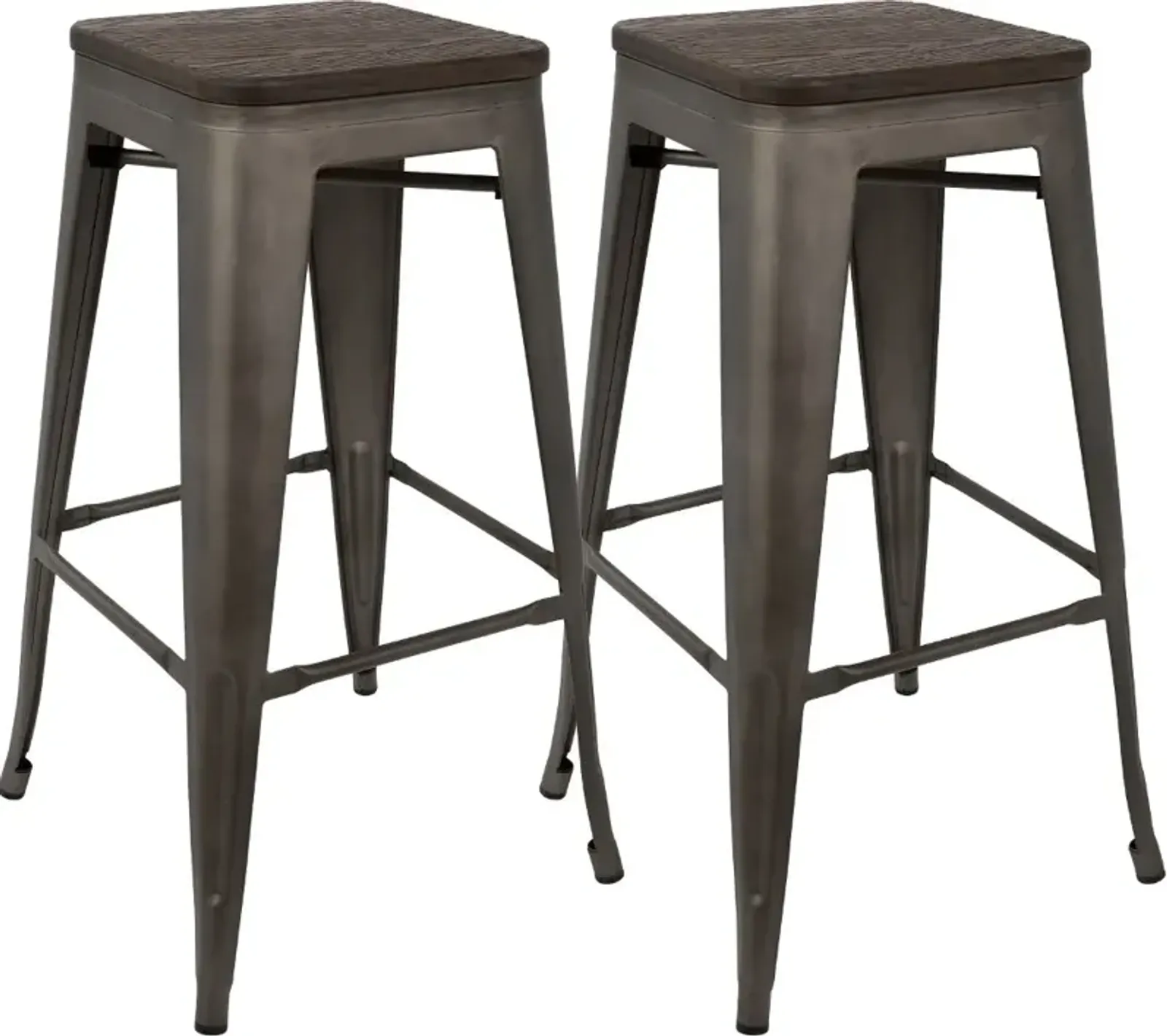 Oregon Espresso Metal Stackable Bar Stool, Set of 2