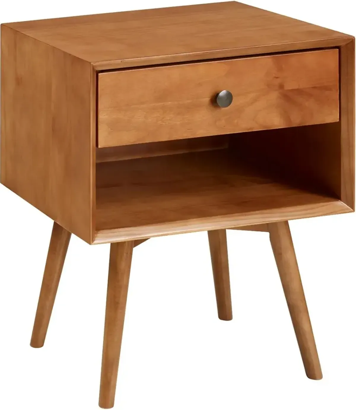 Rosie Mid Century Caramel 1-Drawer Nightstand - Walker Edison