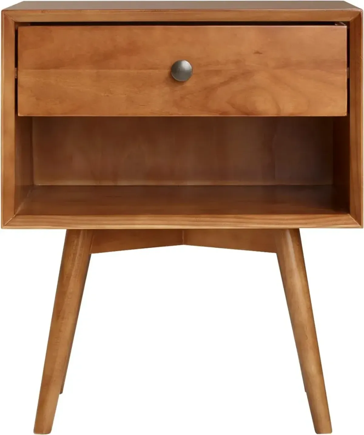 Rosie Mid Century Caramel 1-Drawer Nightstand - Walker Edison