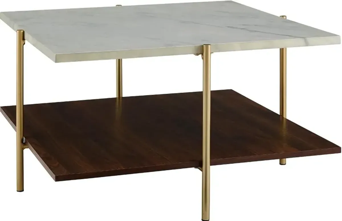 Mid Century Marble and Gold Coffee Table - Walker Edison