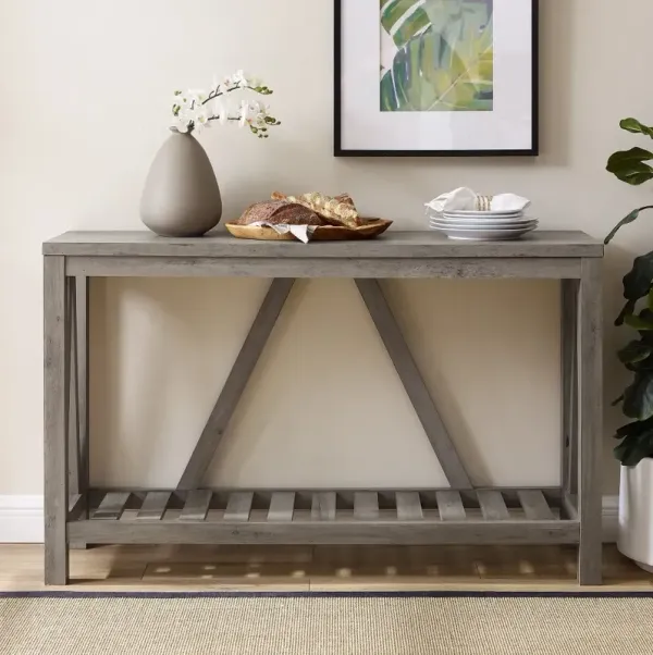 Rustic Gray Entryway Table - A-Frame - Walker Edison
