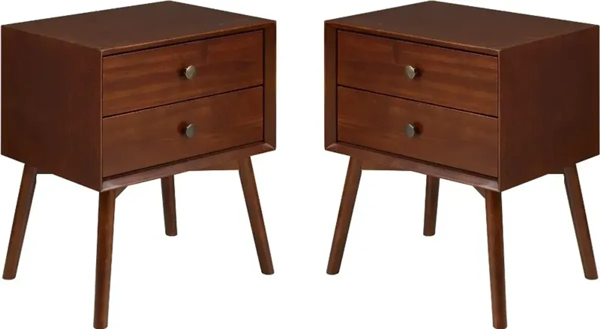 Rosie Mid Century Modern Walnut 2-Drawer Nightstand - Walker Edison