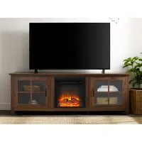 Fallon Dark Walnut 70 Inch Fireplace TV Stand - Walker Edison