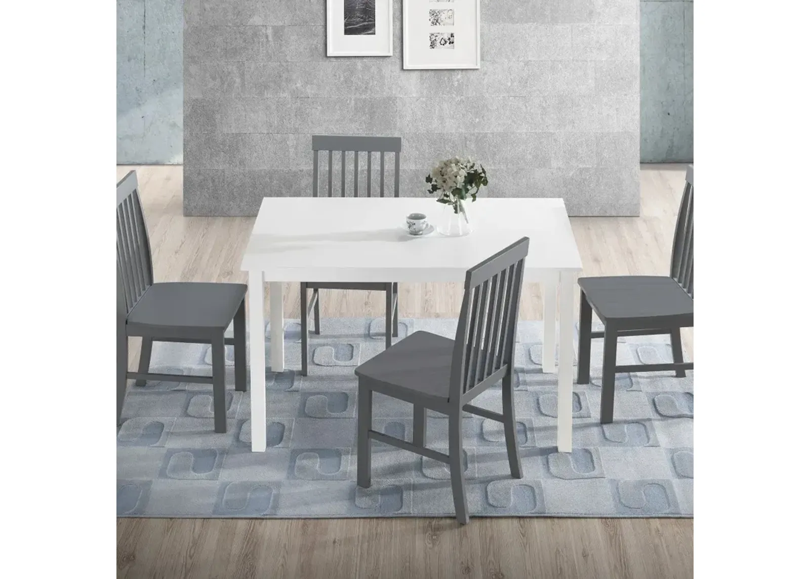 Modern White and Gray 5 Piece Dining Room Set - Walker Edison