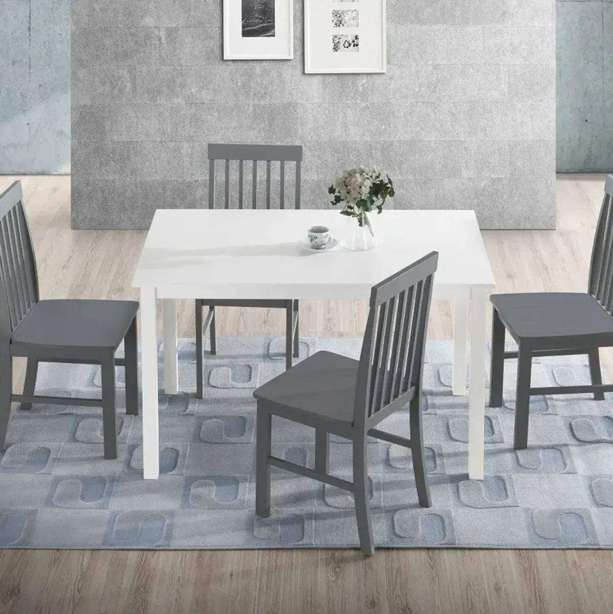 Modern White and Gray 5 Piece Dining Room Set - Walker Edison