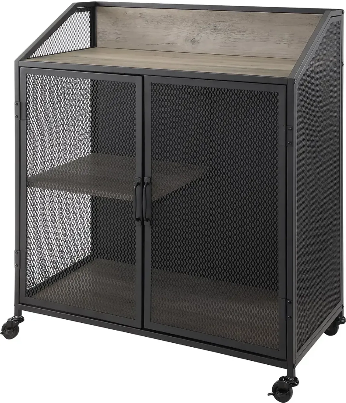 Avery Gray Wash 33 Inch Bar Cabinet - Walker Edison