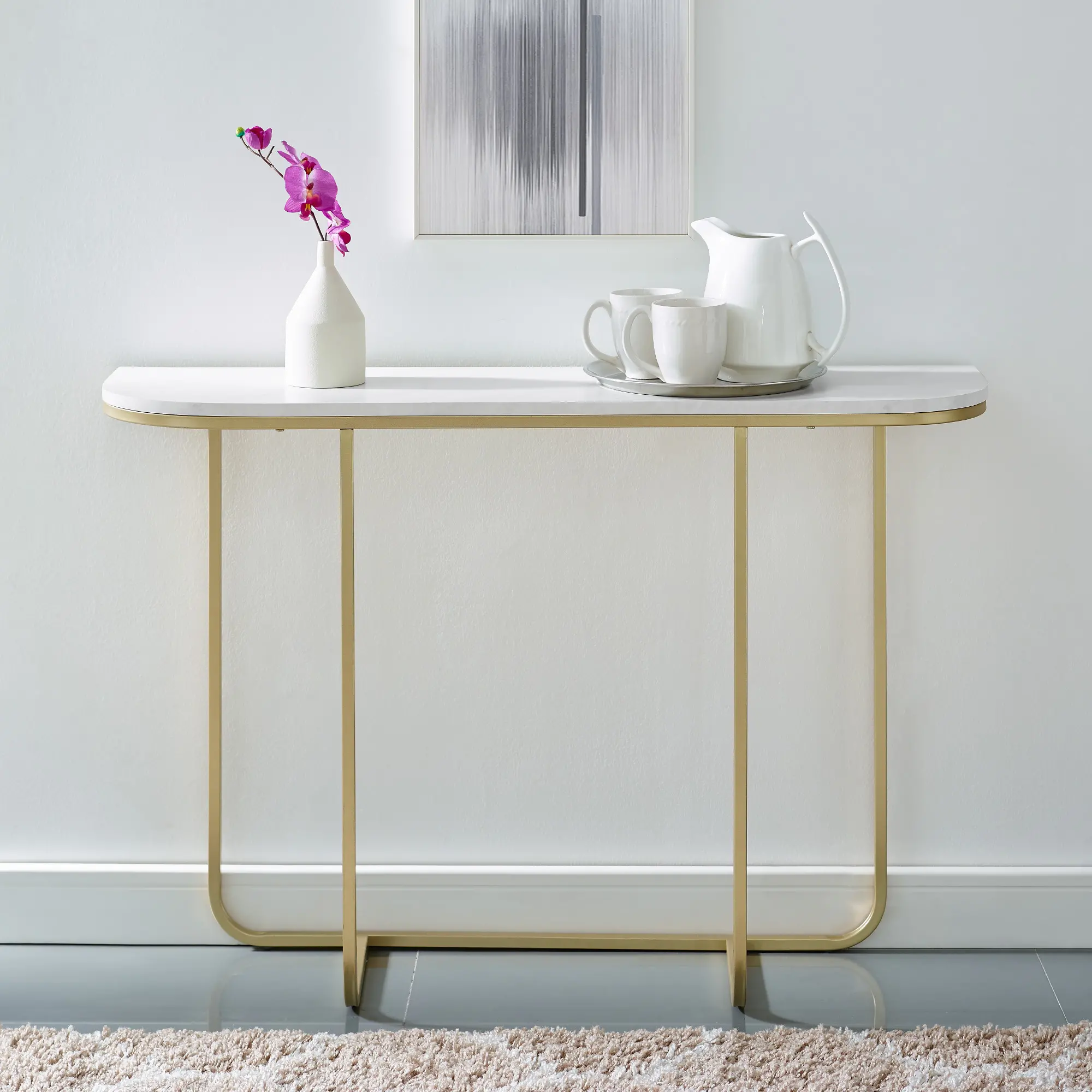 Marble and Gold Glam Entry Table - Harley - Walker Edison