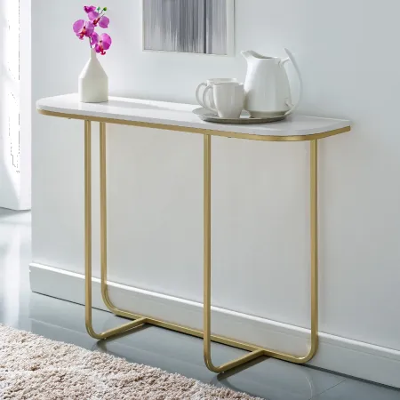 Marble and Gold Glam Entry Table - Harley - Walker Edison
