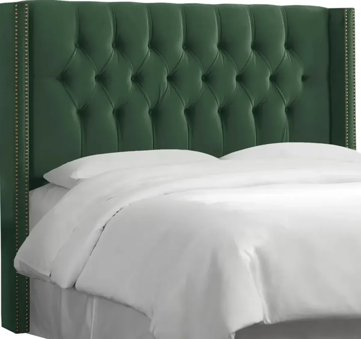 Abigail Green Diamond Tufted Wingback Full Headboard - Skyline...