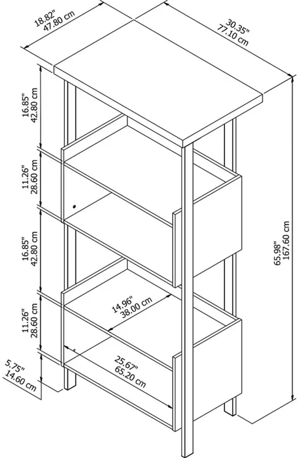 Modern Walnut 4 Shelf Bookcase - Architect