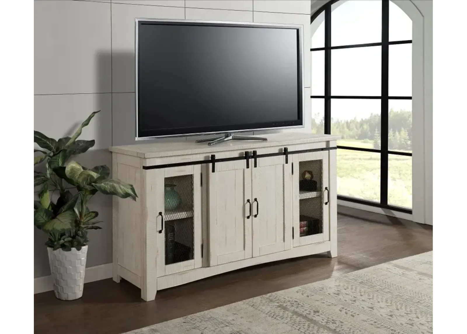 Camden White Wash Farmhouse TV Stand