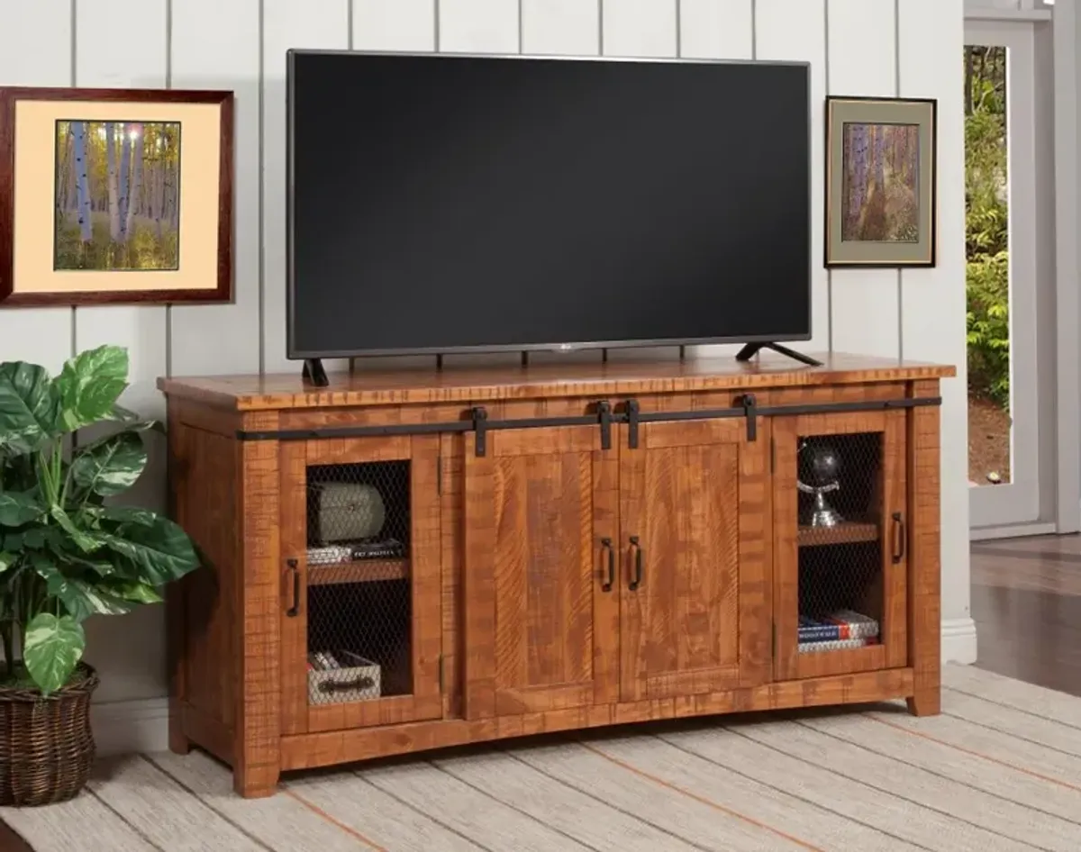 Camden Honey Pine Farmhouse TV Stand