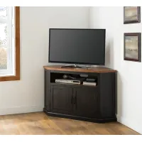 Black and Honey Pine Corner TV Stand
