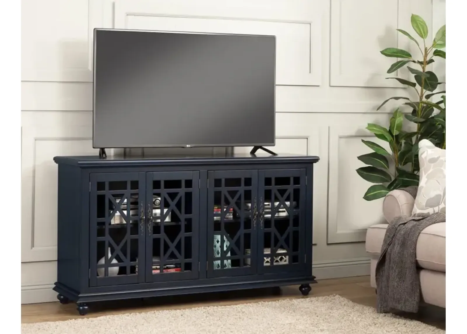 Jules Navy Blue 63 Inch TV Stand