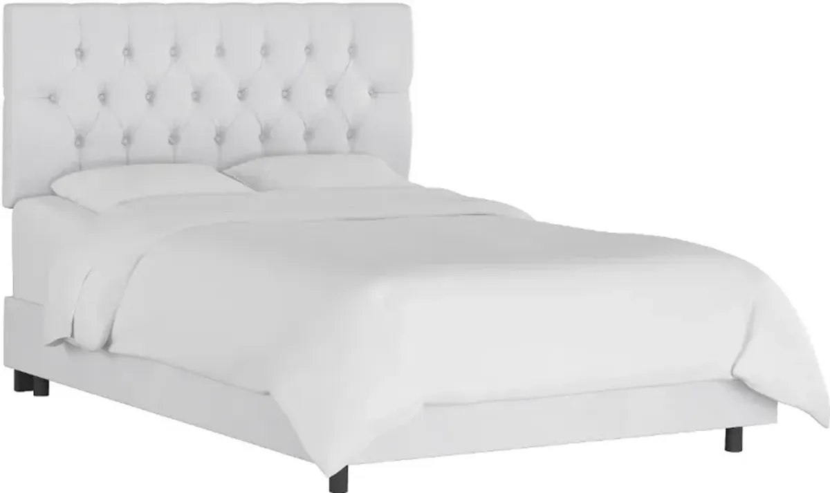 Julia Velvet White Tufted Queen Upholstered Bed - Skyline Furniture