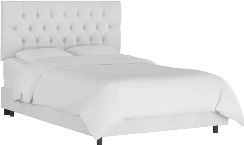 Julia Velvet White Tufted Queen Upholstered Bed - Skyline Furniture