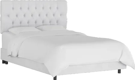 Julia Velvet White Tufted Queen Upholstered Bed - Skyline Furniture