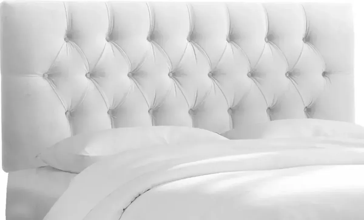 Julia Velvet White Tufted Queen Upholstered Headboard - Skyline...