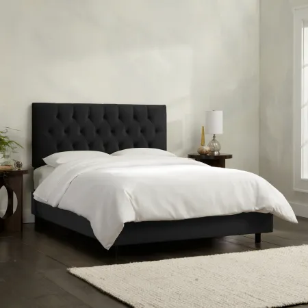 Julia Velvet Black Tufted King Upholstered Bed - Skyline Furniture
