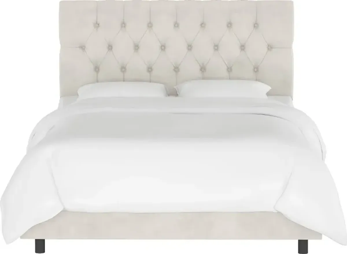 Julia Velvet Light Gray Tufted King Upholstered Bed - Skyline...