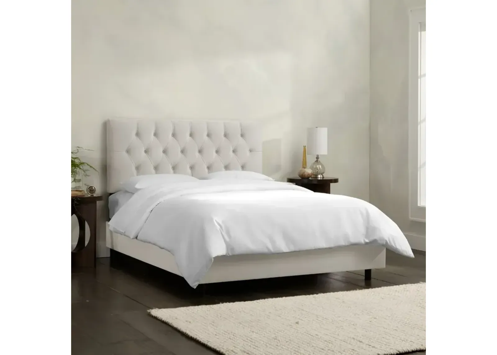 Julia Velvet Light Gray Tufted King Upholstered Bed - Skyline...