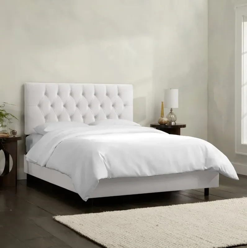 Julia Velvet White Tufted King Upholstered Bed - Skyline Furniture