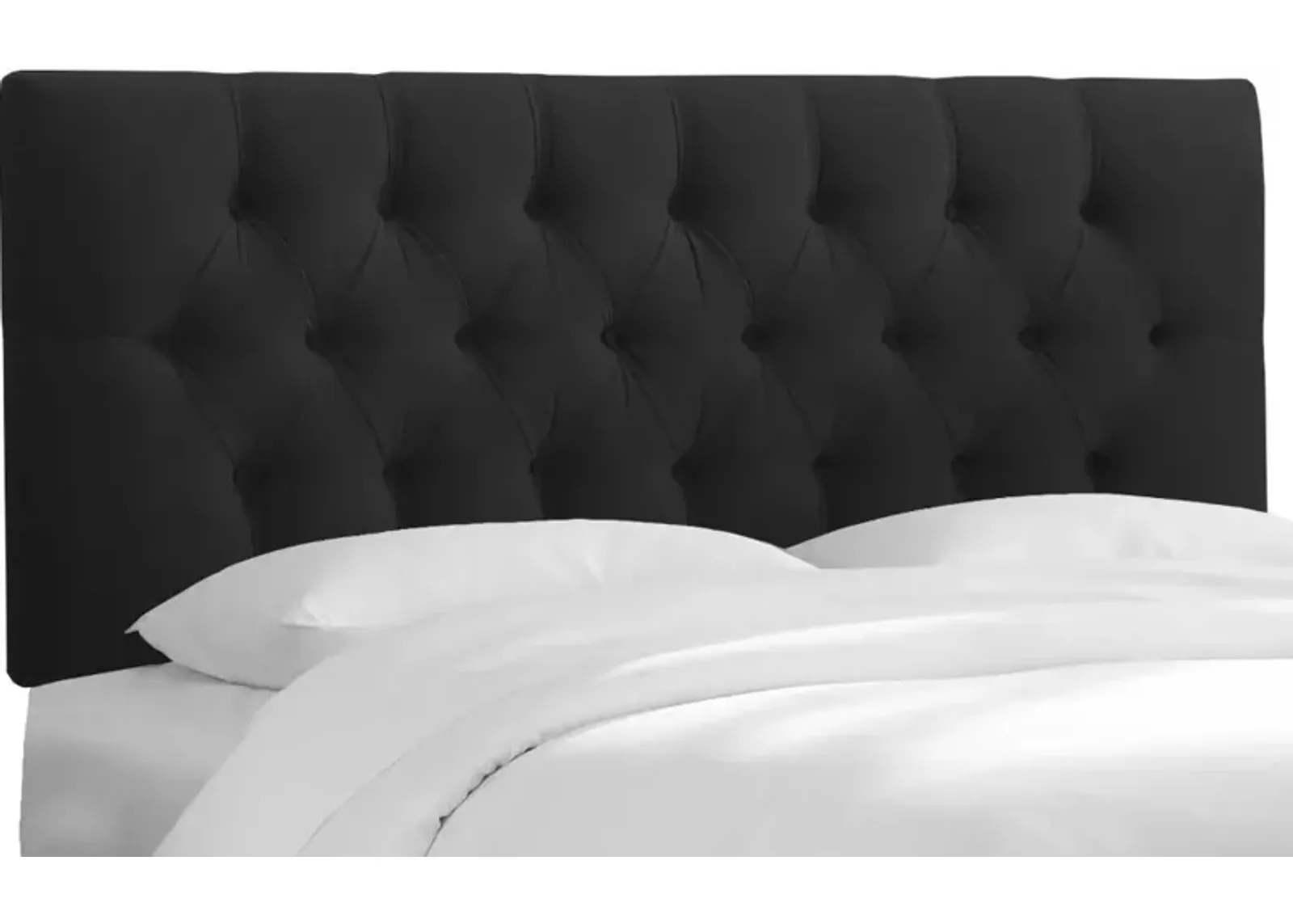 Julia Velvet Black Tufted King Upholstered Headboard - Skyline...