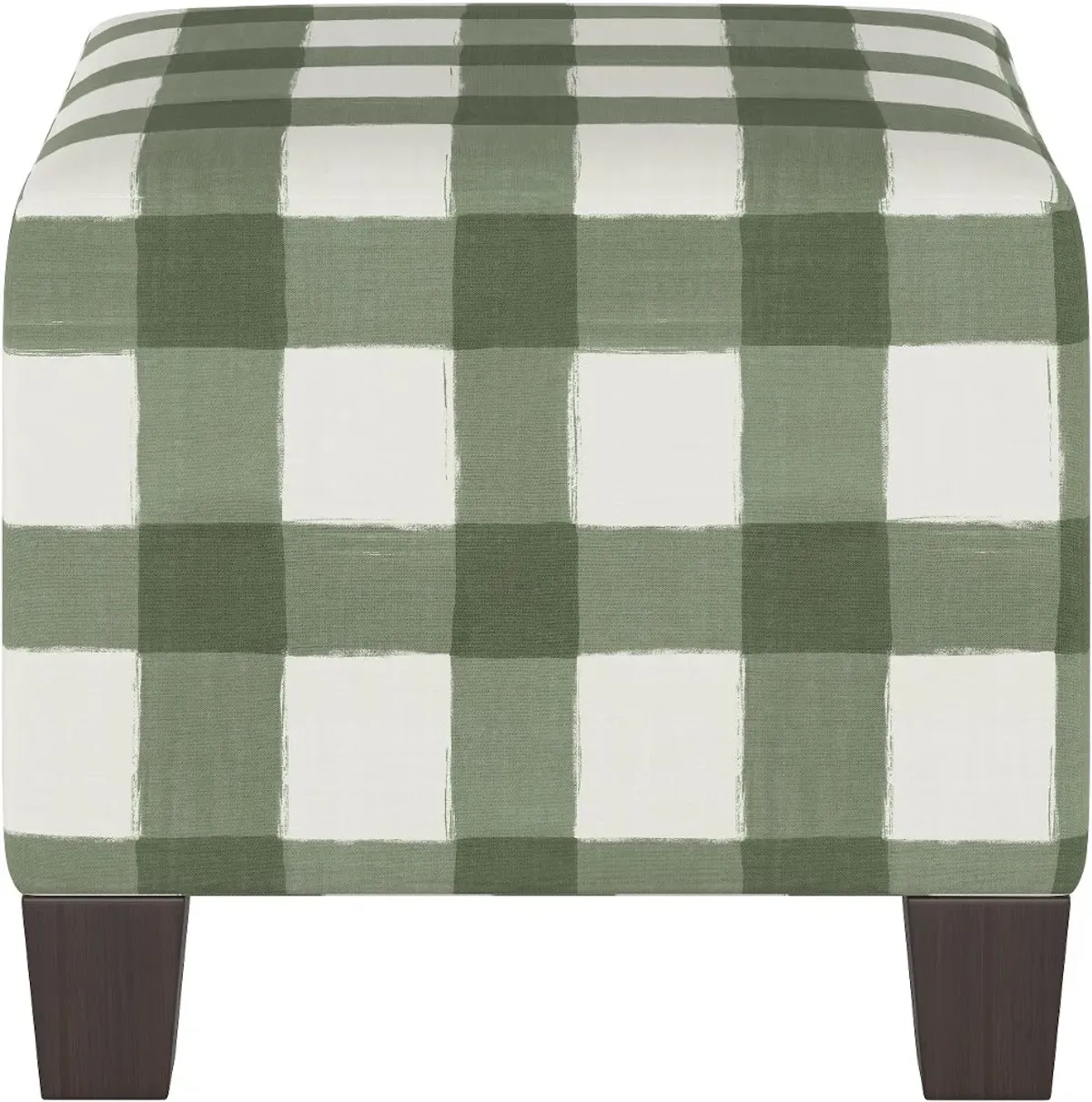 Green Plaid Buffalo Check Square Ottoman