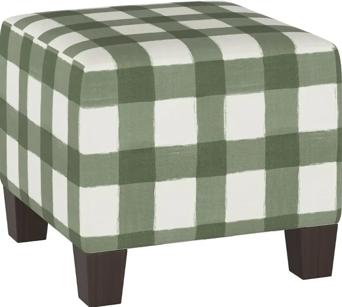 Green Plaid Buffalo Check Square Ottoman