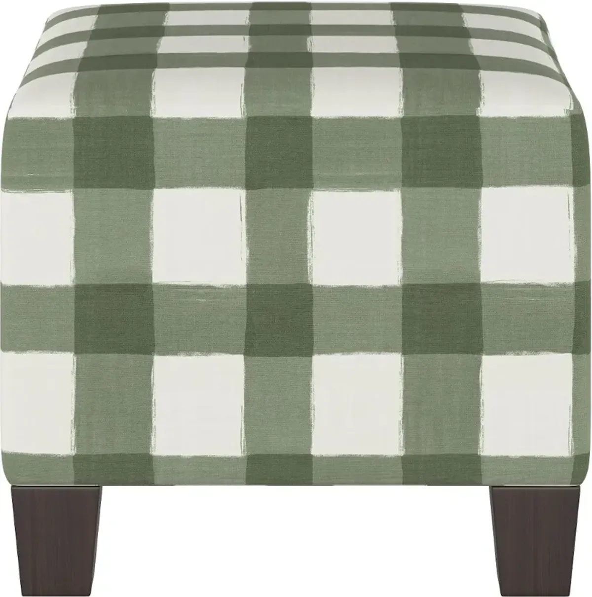 Green Plaid Buffalo Check Square Ottoman - Skyline Furniture