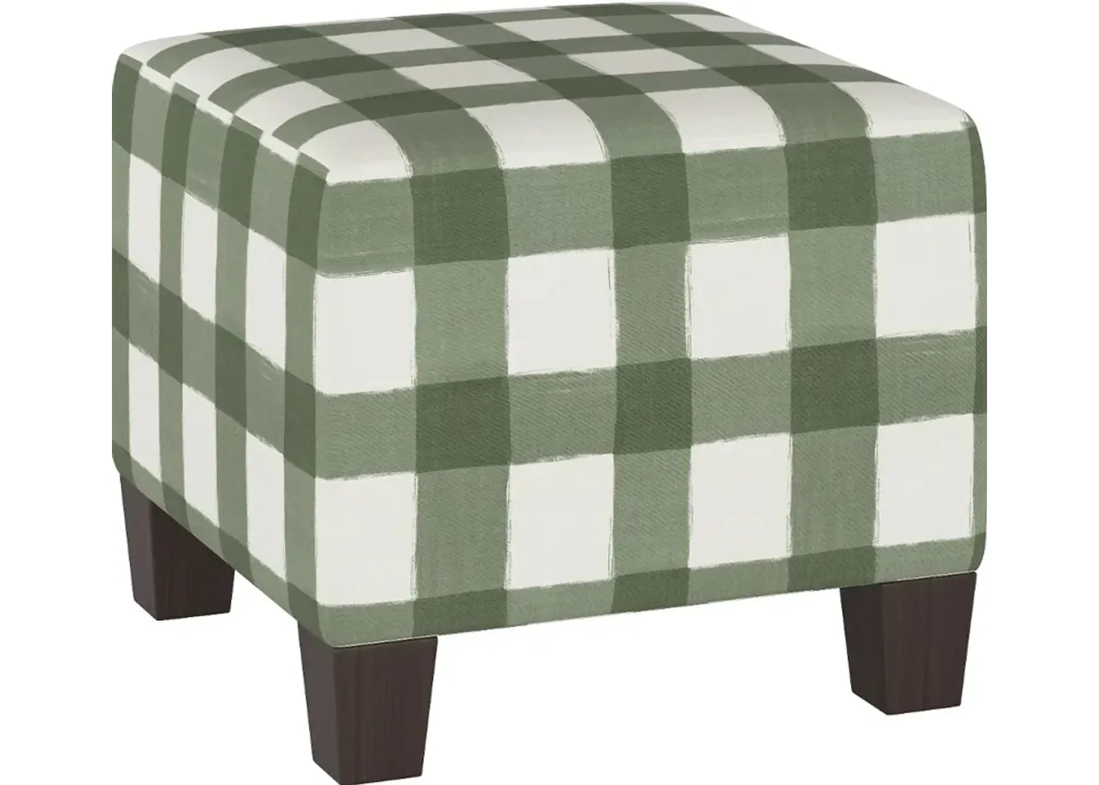 Green Plaid Buffalo Check Square Ottoman