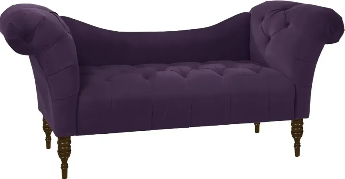 Edith Purple Velvet Tufted Lounge Chaise - Skyline Furniture