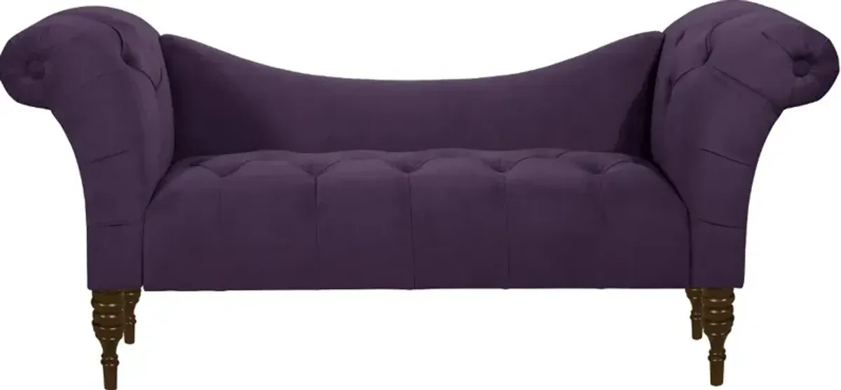 Edith Purple Velvet Tufted Lounge Chaise - Skyline Furniture