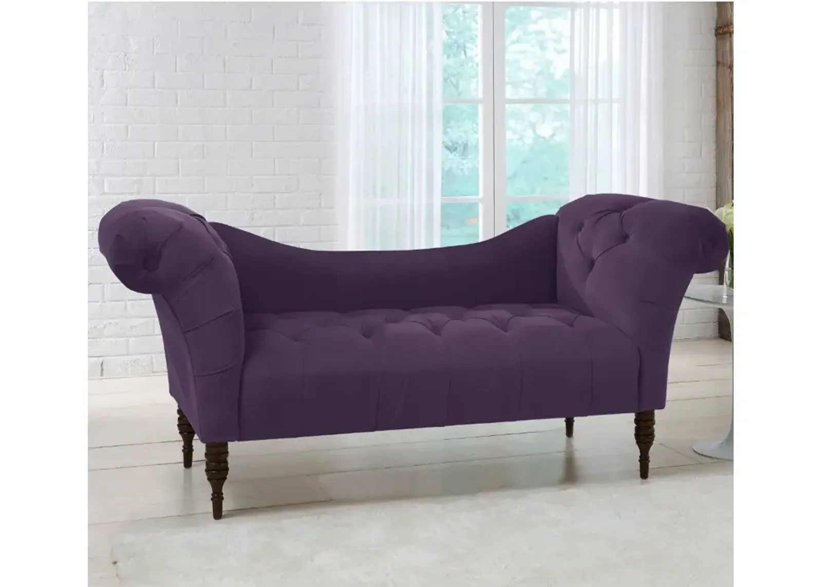 Edith Purple Velvet Tufted Lounge Chaise - Skyline Furniture