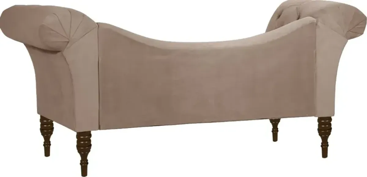 Edith Cocoa Brown Velvet Tufted Lounge Chaise - Skyline Furniture