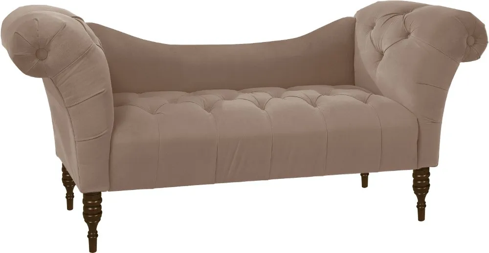 Edith Cocoa Brown Velvet Tufted Lounge Chaise - Skyline Furniture