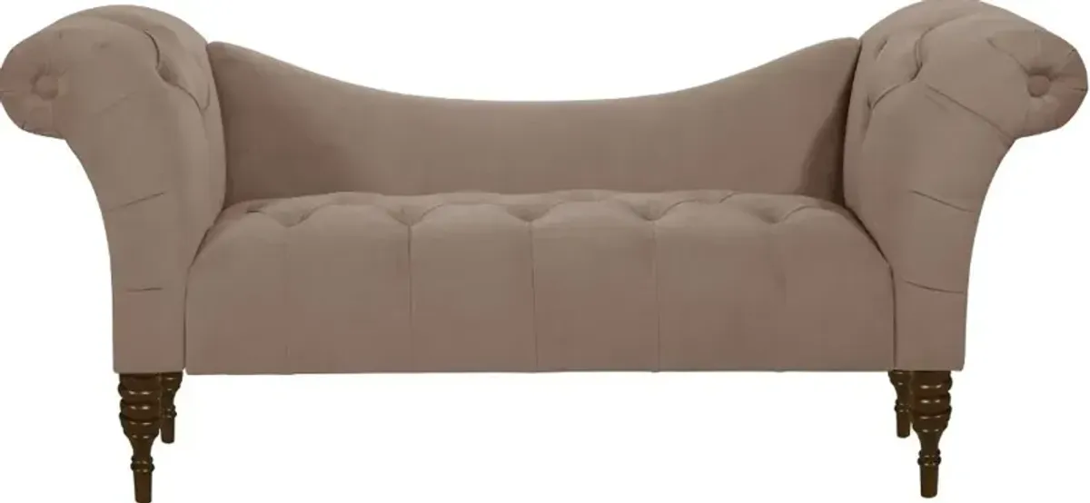 Edith Cocoa Brown Velvet Tufted Lounge Chaise - Skyline Furniture