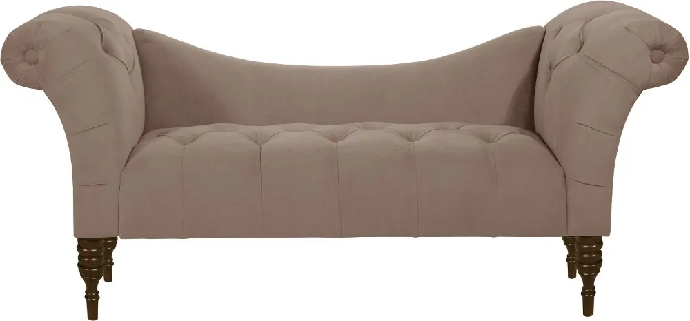 Edith Cocoa Brown Velvet Tufted Lounge Chaise - Skyline Furniture