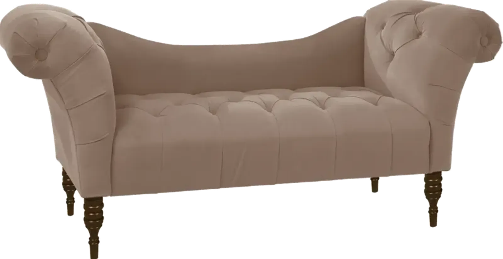 Edith Cocoa Brown Velvet Tufted Lounge Chaise - Skyline Furniture