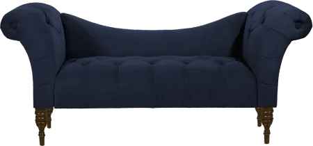 Edith Navy Blue Velvet Tufted Lounge Chaise - Skyline Furniture