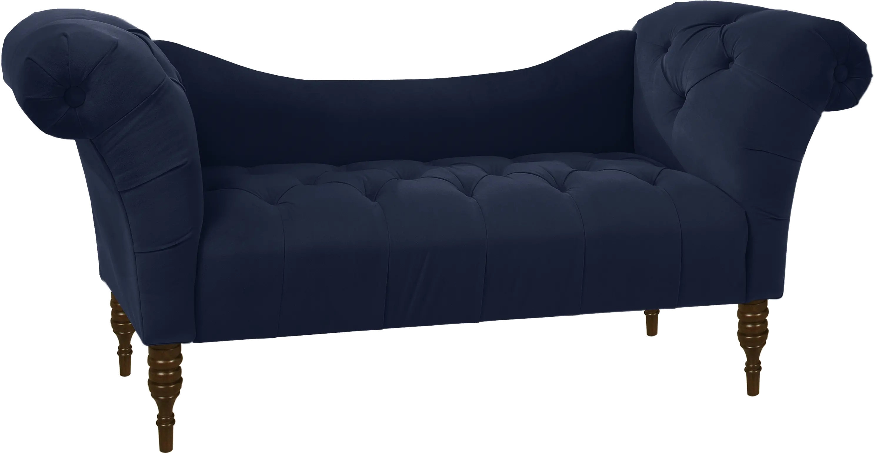 Edith Navy Blue Velvet Tufted Lounge Chaise - Skyline Furniture