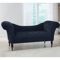 Edith Navy Blue Velvet Tufted Lounge Chaise - Skyline Furniture