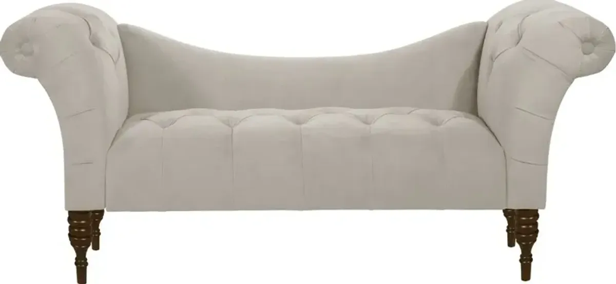 Edith Light Gray Velvet Tufted Lounge Chaise - Skyline Furniture