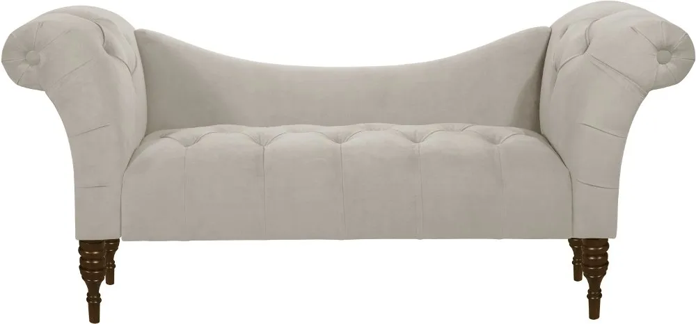 Edith Light Gray Velvet Tufted Lounge Chaise - Skyline Furniture